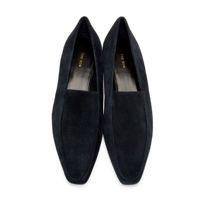 The Row Blue Suede Minimal Loafers The Row