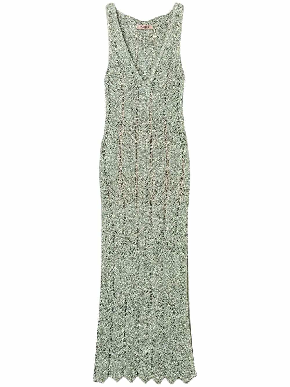 knee length dresses for ladies Ramy Brook Livia Knit Scoop Neck Maxi Dress in Blue Chevron