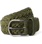 Anderson's - 3.5cm Woven Suede Belt - Green
