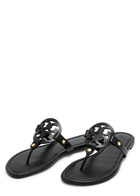 Tory Burch Miller Logo Leather Thong Sandals Black
