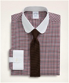 Brooks Brothers Men's Stretch Regent Regular-Fit Dress Shirt, Non-Iron Poplin Club Collar Micro-Tartan | White