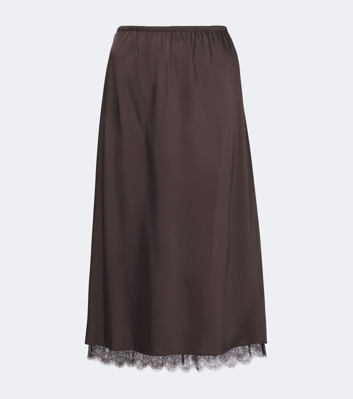 Vince Lace-trimmed satin midi skirt