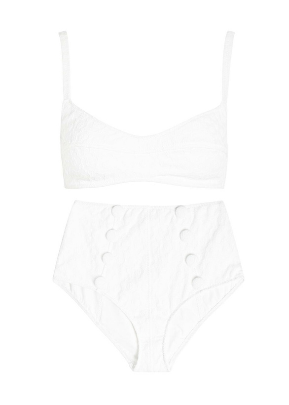 Photo: Lisa Marie Fernandez Floral-jacquard Textured Bikini White
