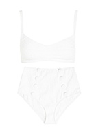 Lisa Marie Fernandez Floral-jacquard Textured Bikini White