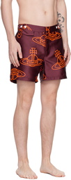 Vivienne Westwood Burgundy Orb Swim Shorts