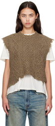 R13 Brown Wool Boyfriend Cable Sweater Vest