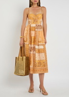 Zimmermann Lucky Corset Printed Cotton Midi Dress Multi Print