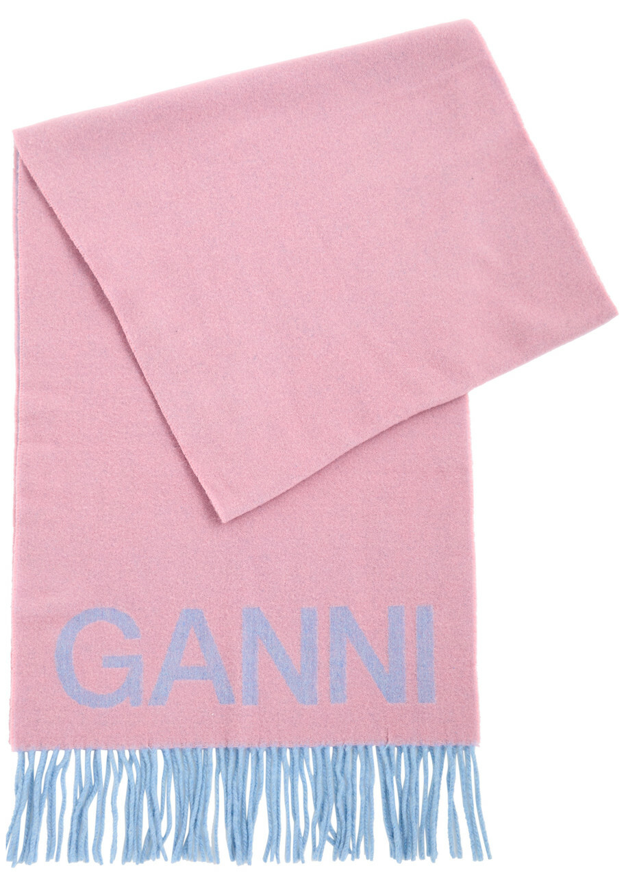 【関税&送料込】Ganni Scarf With Logo Ganni Logo-Intarsia Wool-Blend Scarf | Coggles