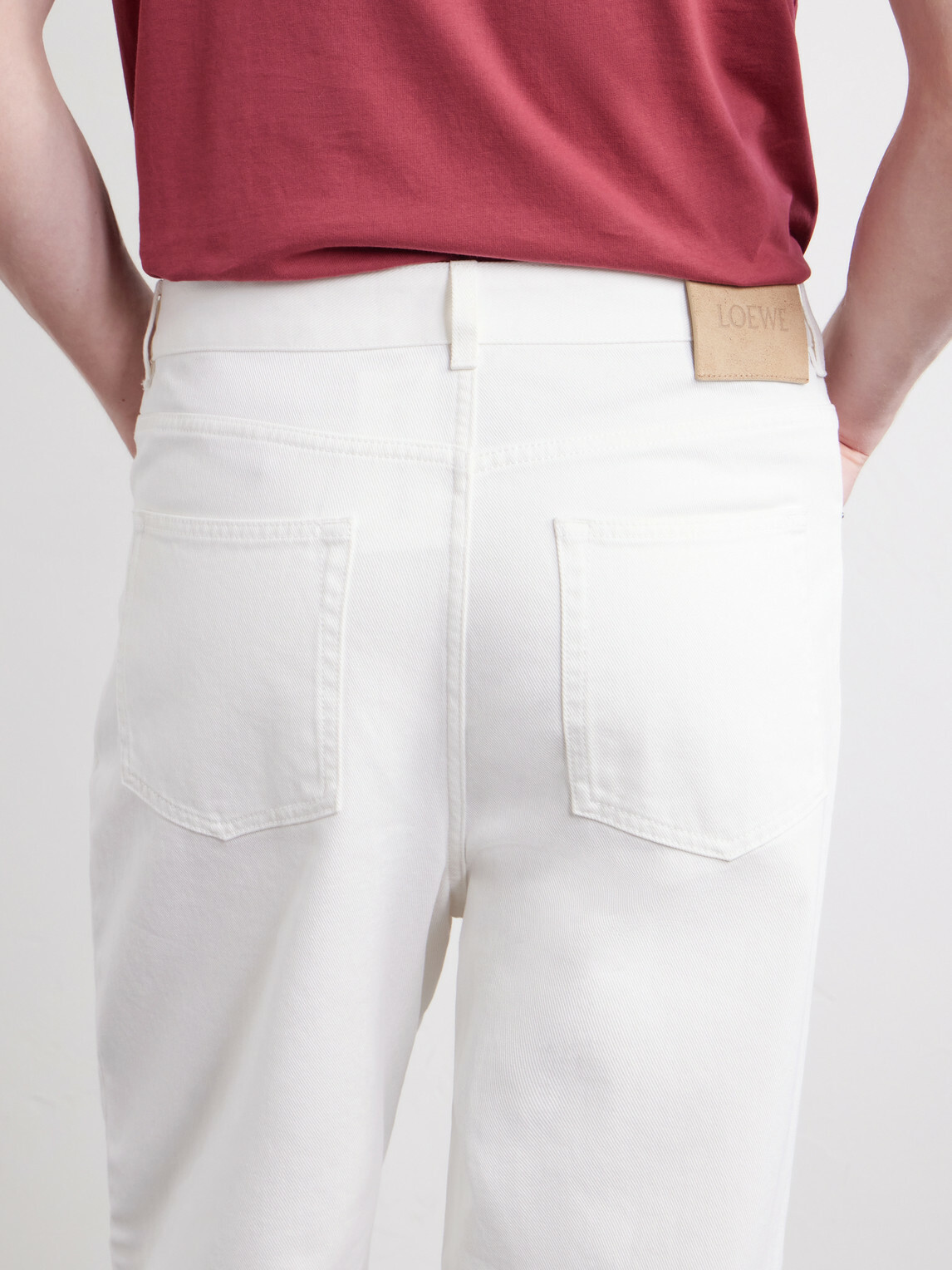 LOEWE - Wide-Leg Anagram-Embroidered Jeans - White