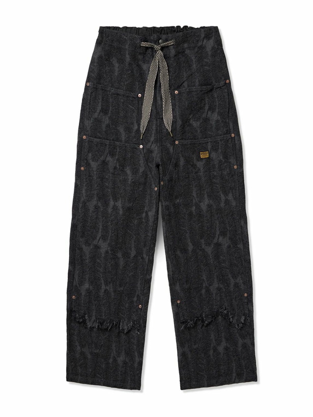 Photo: KAPITAL - Magpie Easy Straight-Leg Cotton-Jacquard Drawstring Trousers - Black