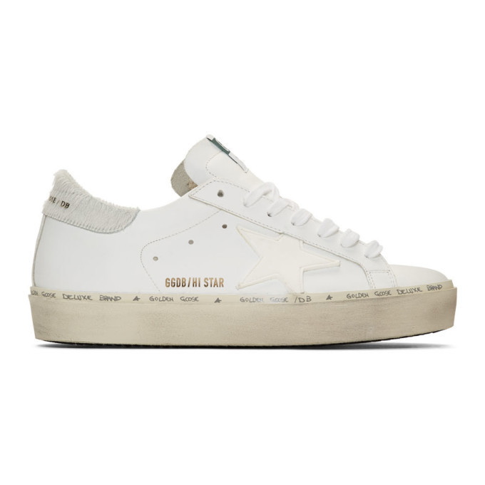 Photo: Golden Goose White Pony Hair Hi Star Sneakers