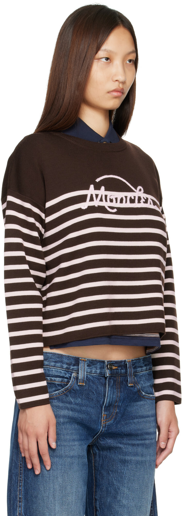 Moncler Brown Striped Wool Sweater