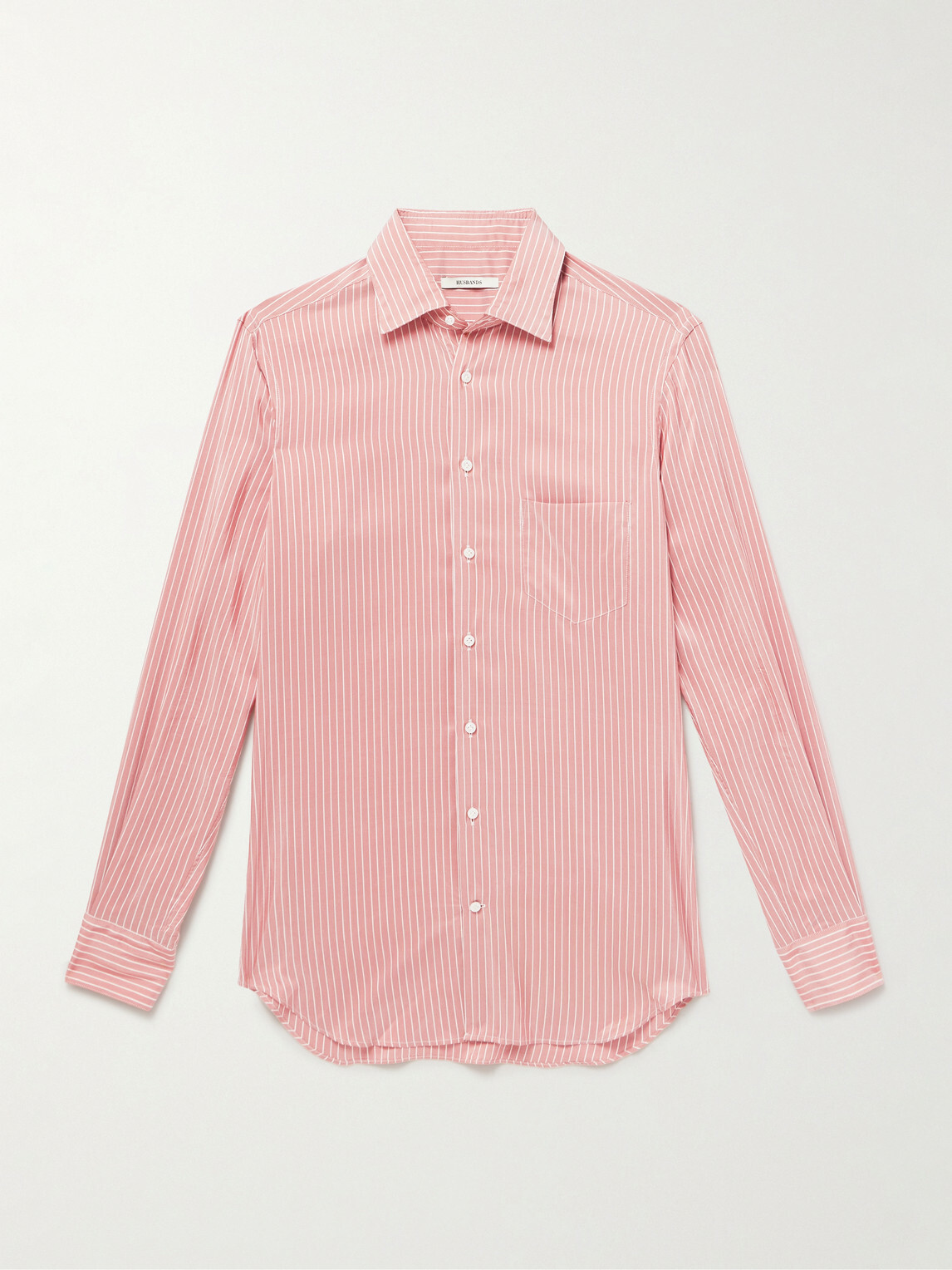 Husbands - Striped Silk-Poplin Shirt - Pink