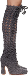 Isa Boulder SSENSE Exclusive Gray Spiral Cable Boots