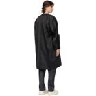 132 5. ISSEY MIYAKE Black and Grey Stitched Flat Coat