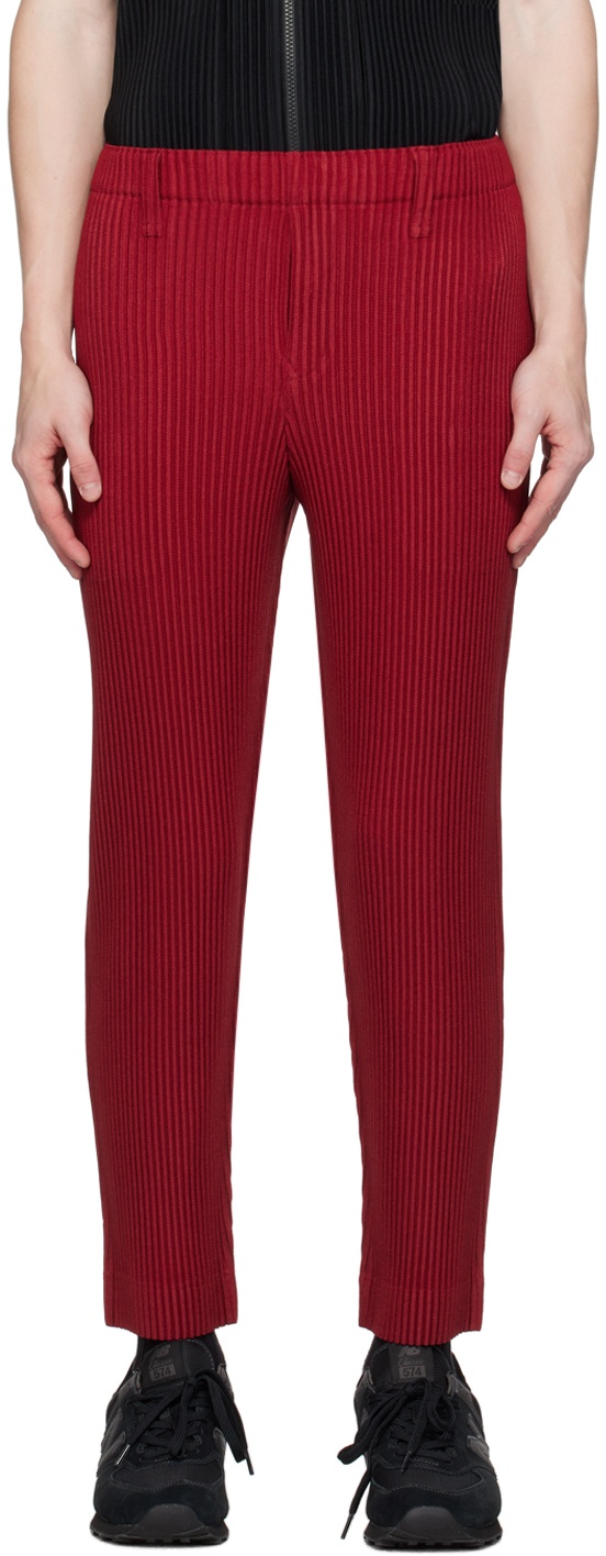 HOMME PLISSÉ ISSEY MIYAKE Red Kersey Pleats Trousers Homme Plisse Issey ...
