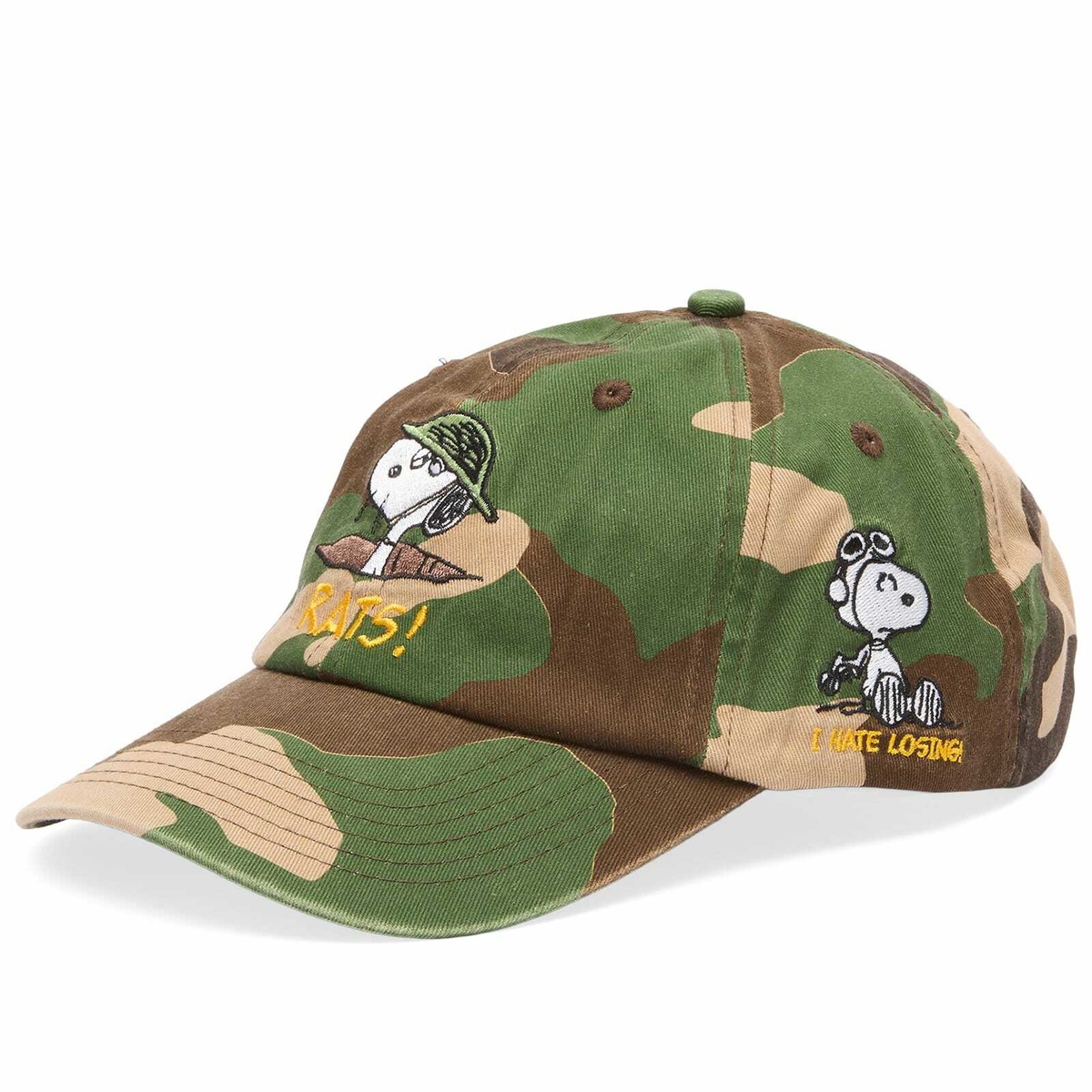 Butter Goods Men's x Peanuts Rats 6 Panel Cap in Washed Camo 