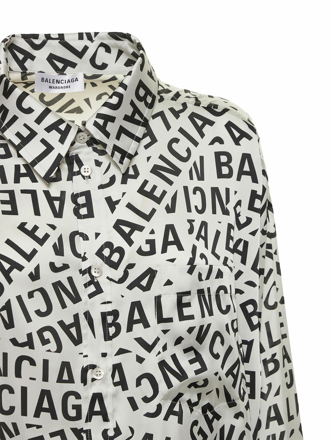 BALENCIAGA - Logo Print Technical Satin Shirt Balenciaga