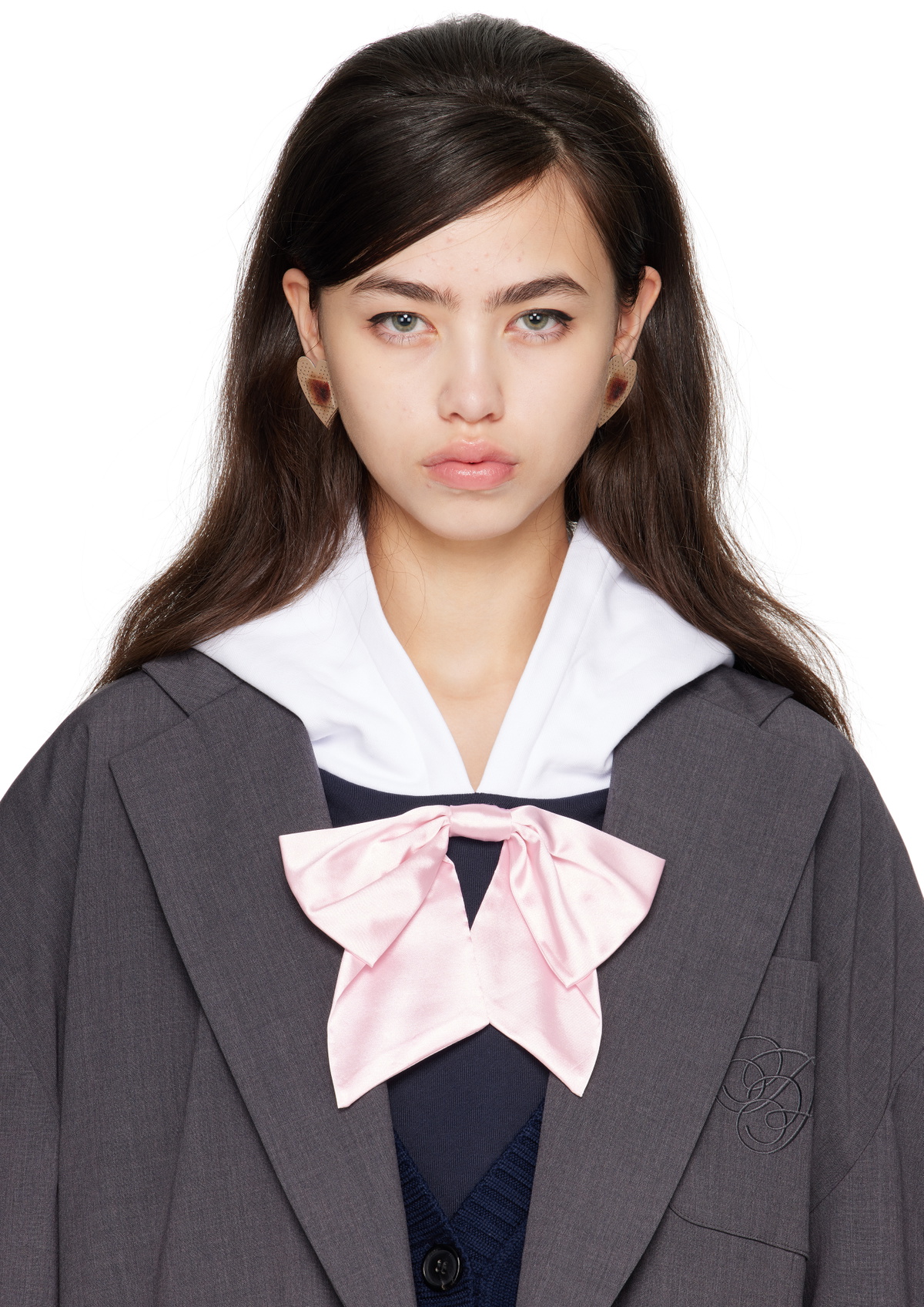 I'm Sorry by Petra Collins SSENSE Exclusive Beige & Silver D'heygere Edition Heart Bandage Earrings