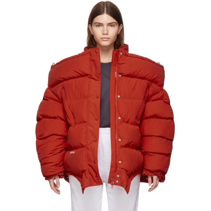 VETEMENTS Red Upside Down Puffer Jacket Vetements