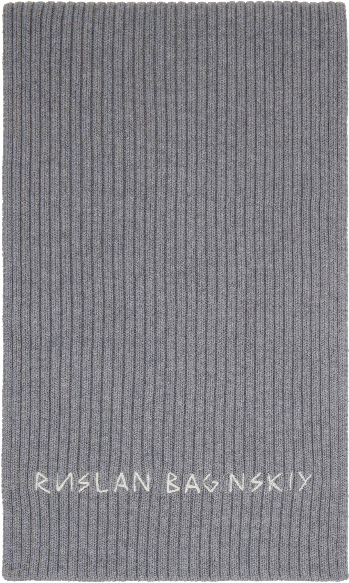 Ruslan Baginskiy Gray Monogram-Embroidered Wool Scarf