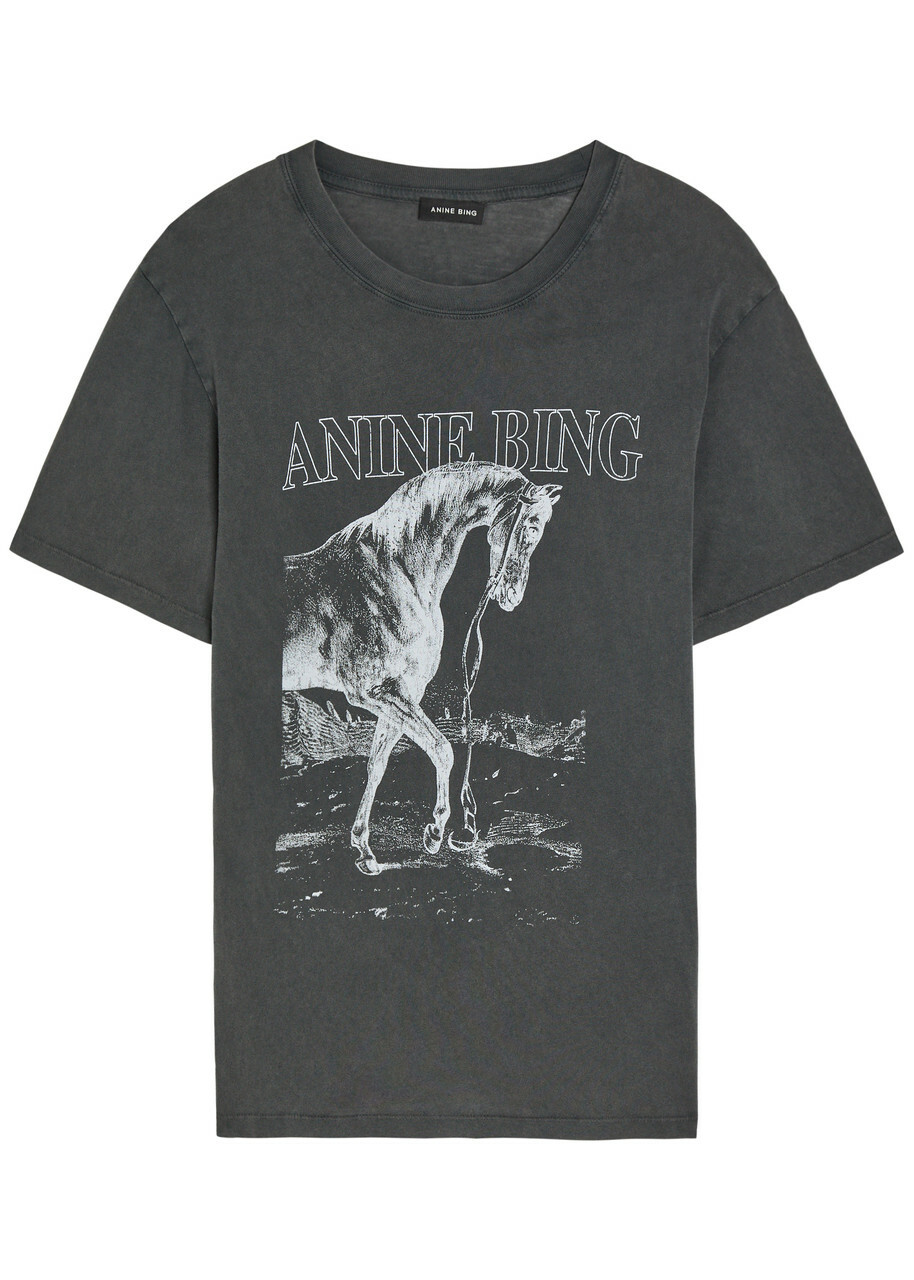 Anine Bing Lili Printed Cotton T-shirt Black