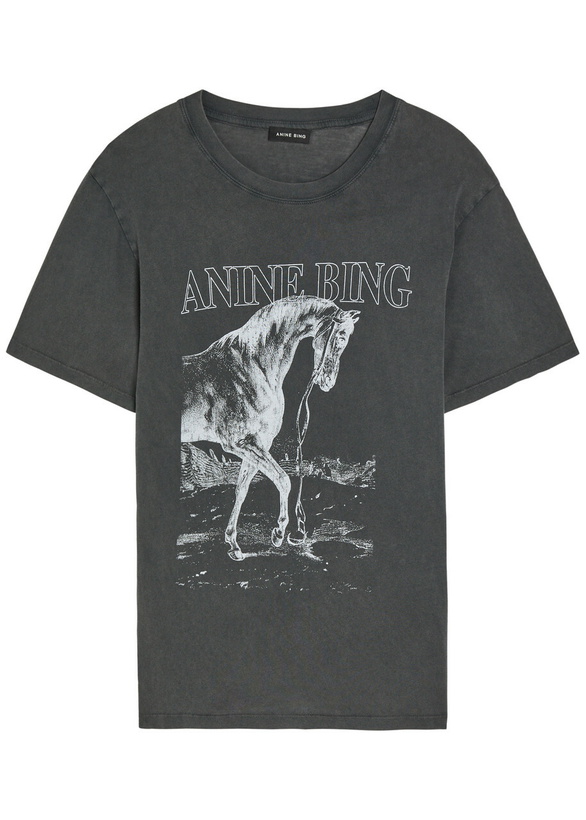 Photo: Anine Bing Lili Printed Cotton T-shirt Black