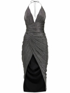 ALEXANDRE VAUTHIER Lurex Halterneck Side Drape Long Dress