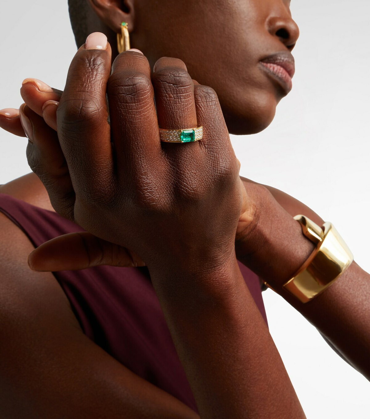 Anita Ko 18kt gold ring with emerald and diamonds