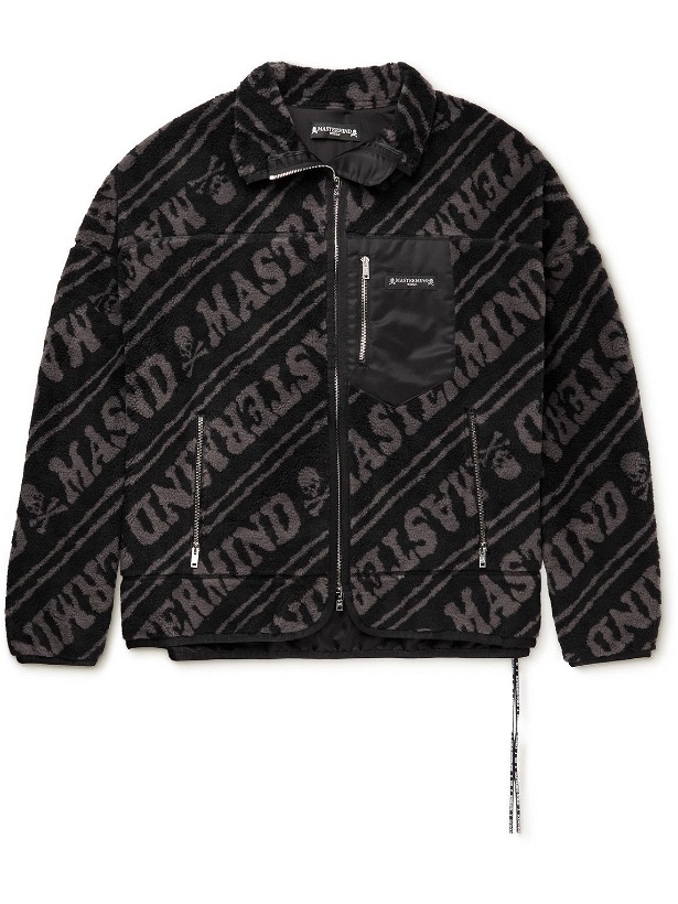 Photo: Mastermind World - Oversized Logo-Print Sherpa Jacket - Black