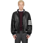 Thom Browne Black Raglan Sleeve Oversized Leather Blouson Jacket