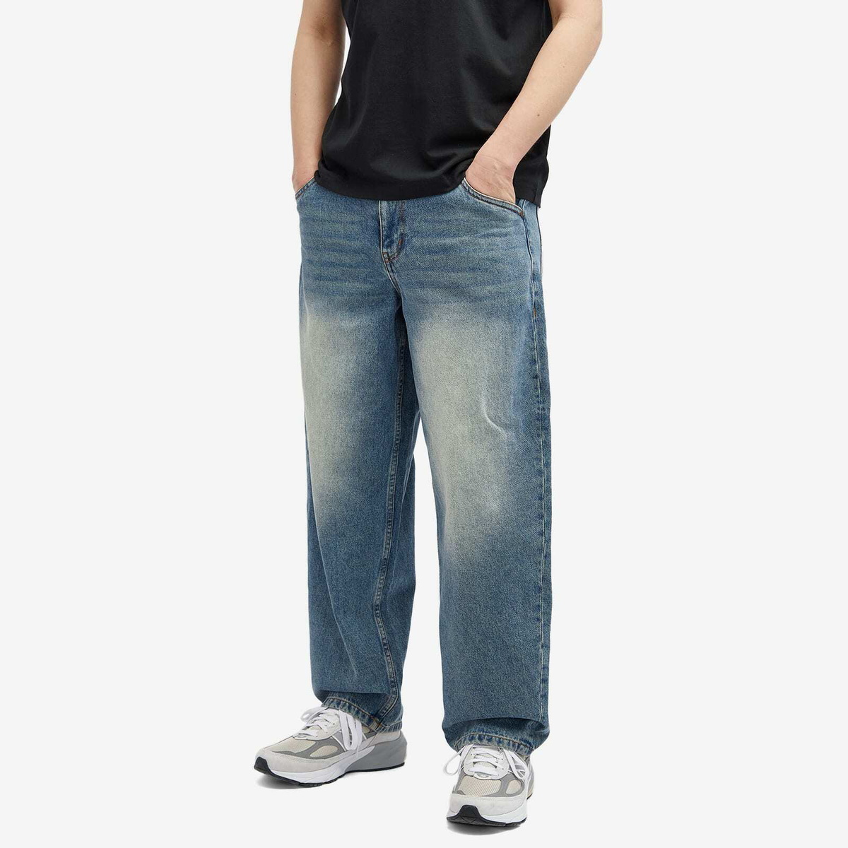 Dime Men's Classic Baggy Denim Jeans in Sandblasted Indigo Dime