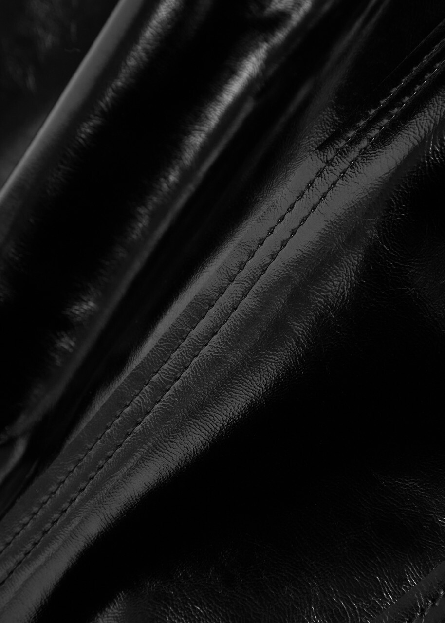 Norma Kamali Grace Faux Patent Leather Mini Skirt Black