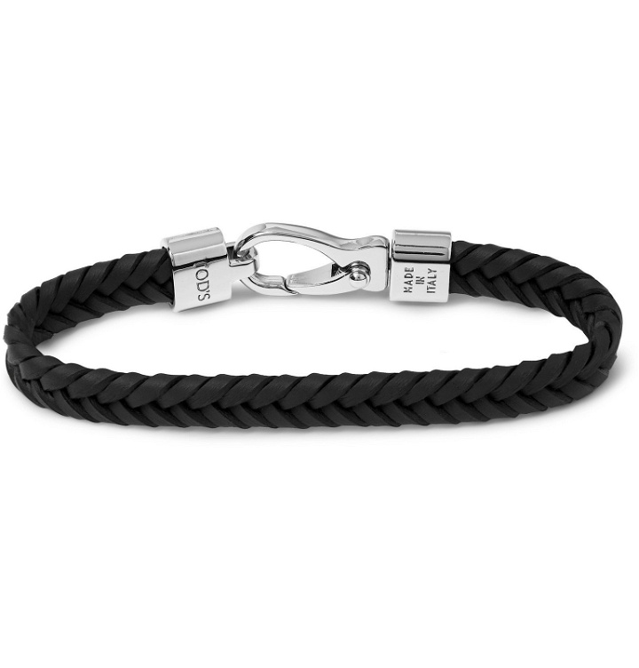 Photo: Tod's - Woven Leather and Silver-Tone Bracelet - Black