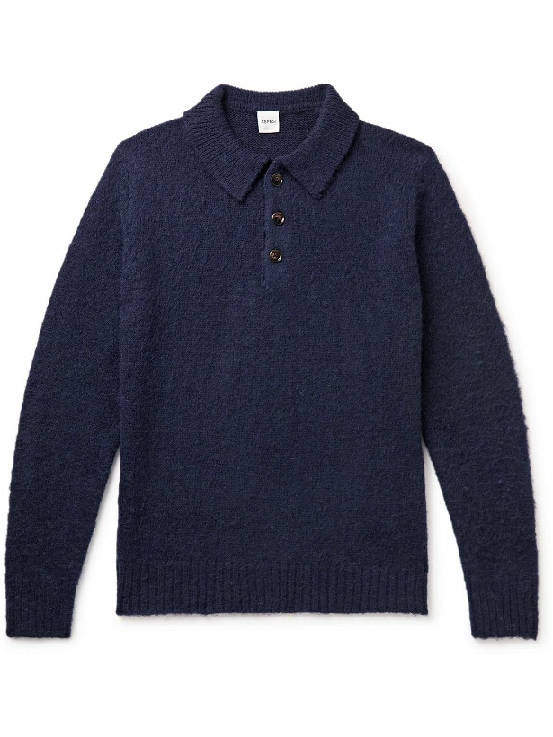 Photo: Aspesi - Brushed-Wool Polo Shirt - Blue