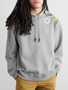 Loewe - Anagram Flowers Embroidered Cotton-Jersey Hoodie - Gray