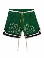 Rhude - Straight-Leg Mid-Length Logo-Print Striped Swim Shorts - Green