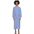 Pyer Moss Blue Long Tuxedo Shirt Dress