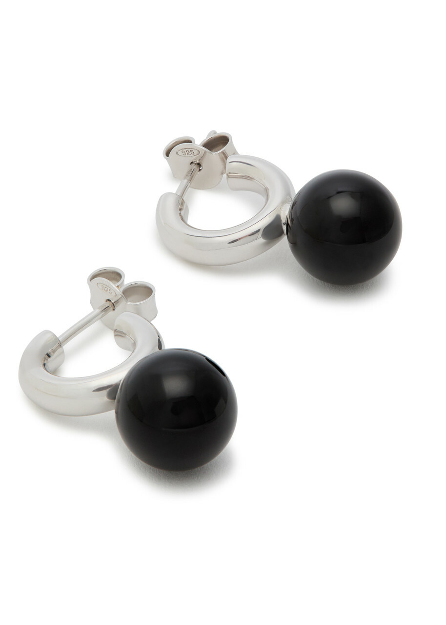 Lemaire Short Dot Rhodium-plated Sterling Silver Hoop Earrings - Black - One Size