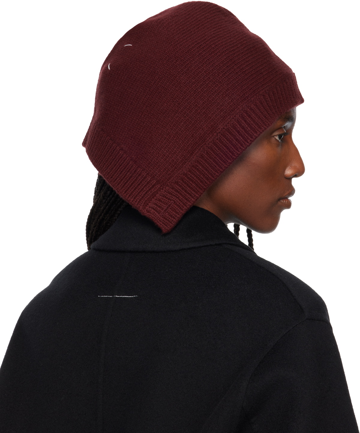 Maison Margiela Burgundy Wool Knit Hood