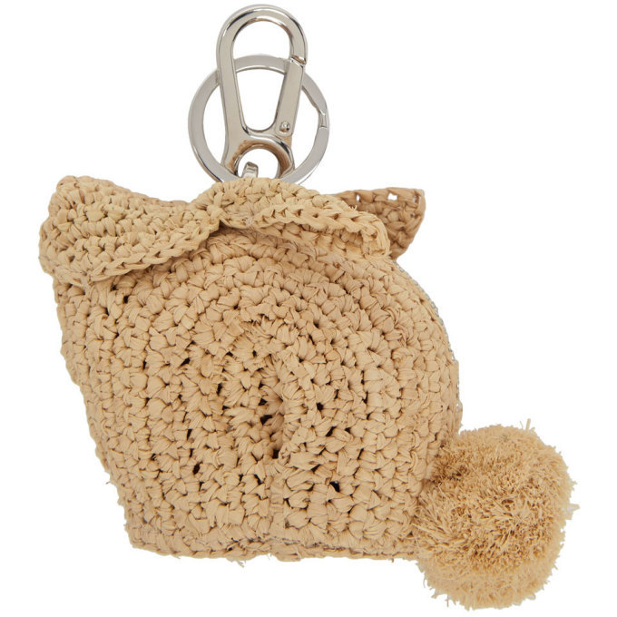 Raffia Keychains Loewe Beige Raffia Bunny Charm Keychain Loewe