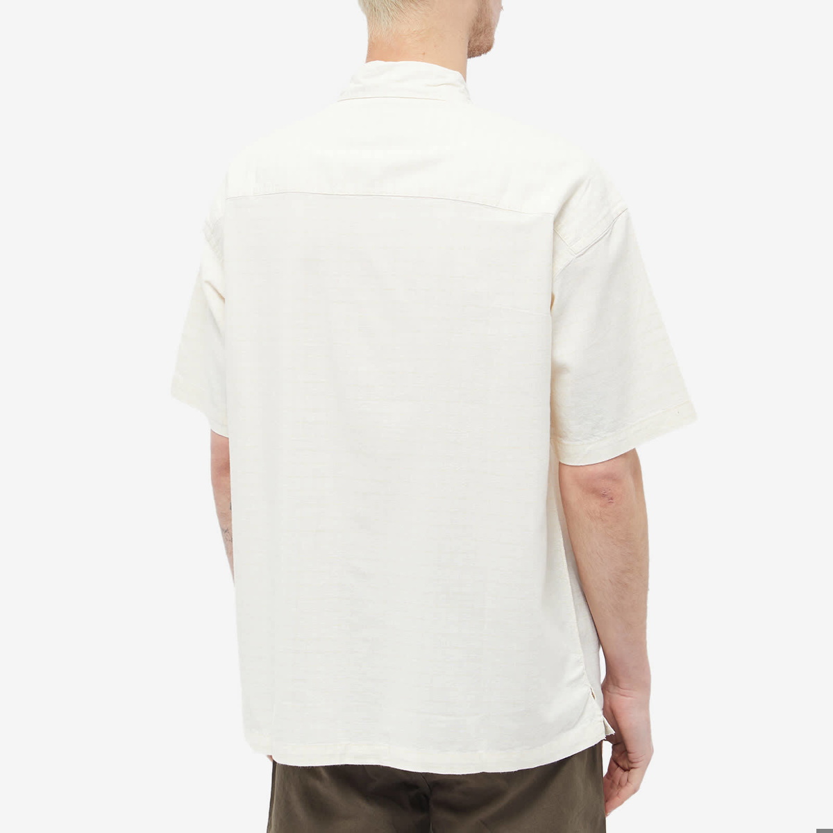 Adsum Men's Short Sleeve Breezer Shirt in Soft White Check Adsum