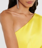Alex Perry Caped one-shoulder satin gown