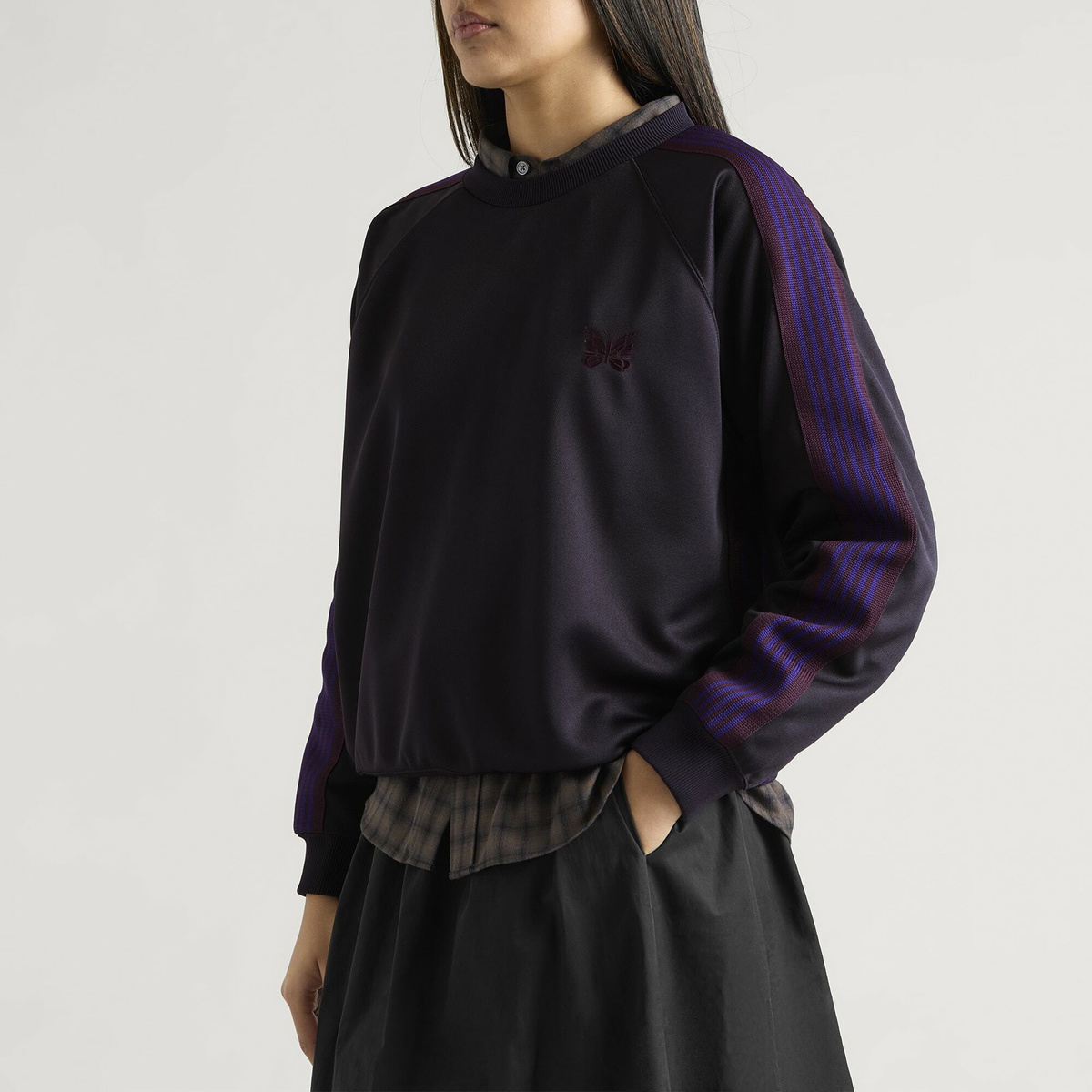 Needles Women's Crew Neck Track Pullover in Purple