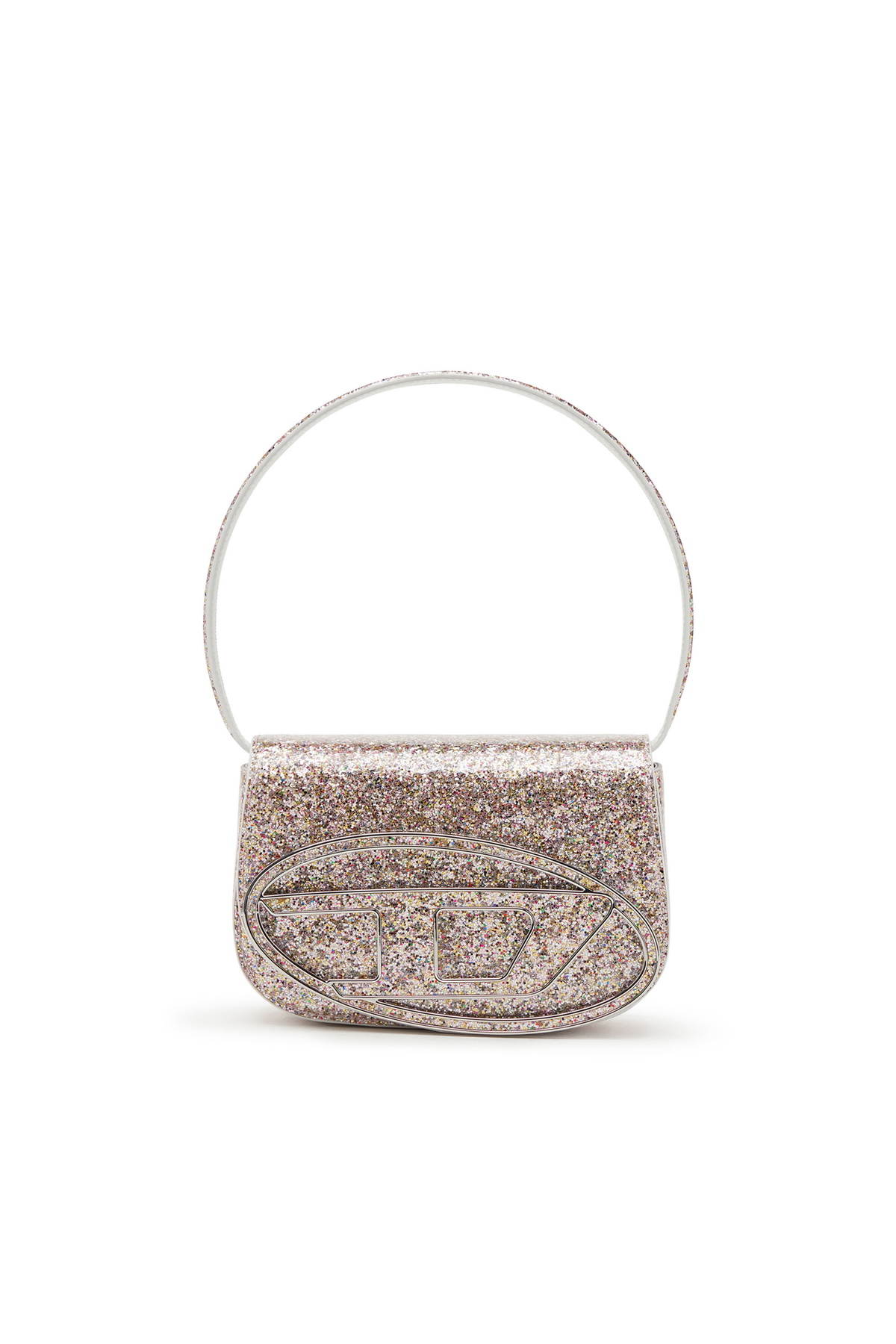 Diesel 1DR-Iconic shoulder bag with macro glitter - Shoulder Bags Womens in Pink