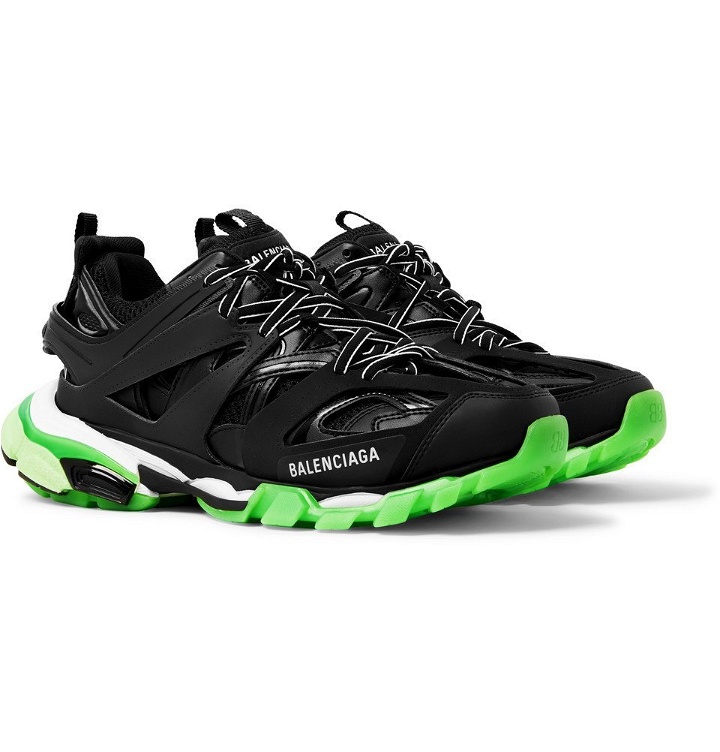 Photo: Balenciaga - Track Glow Nylon, Mesh and Rubber Sneakers - Black