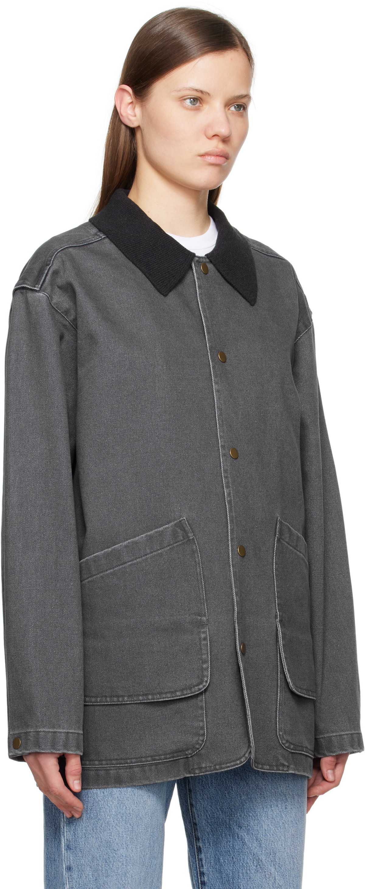 LE17SEPTEMBRE Gray Knit Collar Field Jacket