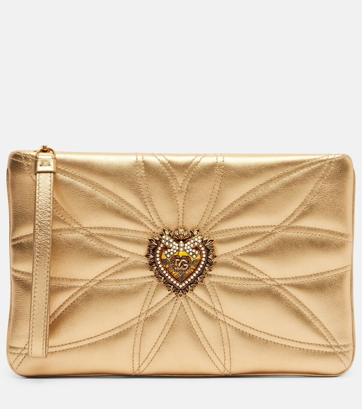 Dolce&Gabbana Devotion Mini metallic leather pouch