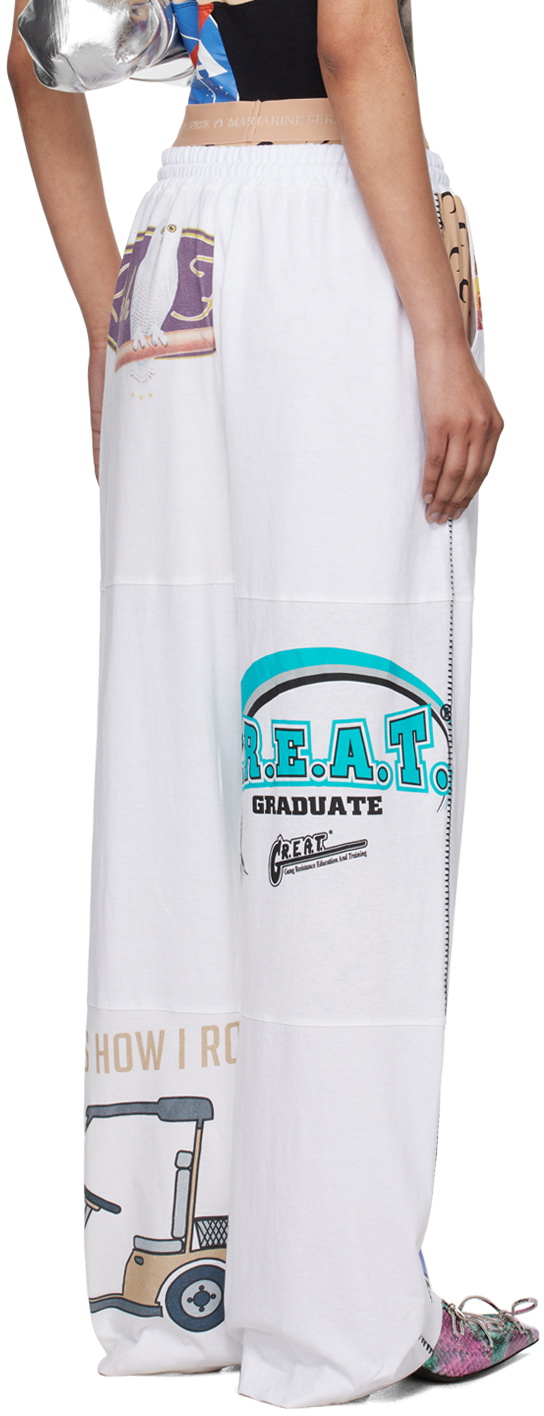 Marine Serre White Regenerated Graphic Lounge Pants Marine Serre