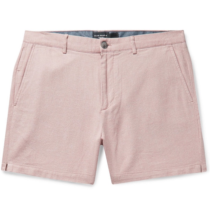 Photo: Club Monaco - Jax Slim-Fit Cotton and Linen-Blend Shorts - Pink